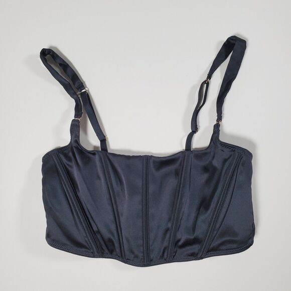 Auden Women's Corset Bra Top Small Black Satin Lingerie Adjustable Straps Sexy - Picture 1 of 8